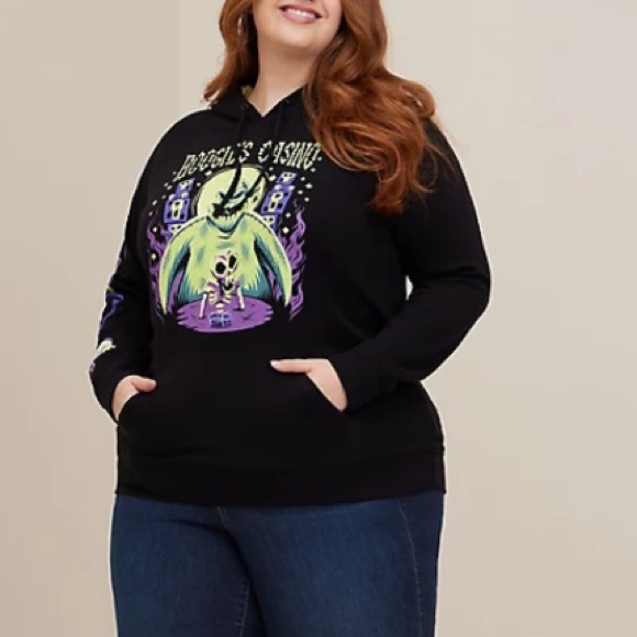 TORRID NWT DISNEY NIGHTMARE BEFORE CHRISTMAS HOODIE - COZY FLEECE OOGIE BOOGIE - Picture 5 of 6